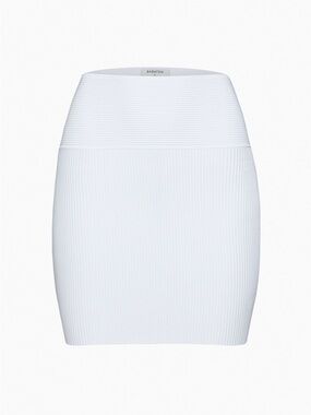 Babaton Andres Sculpt Knit Mini Skirt Ribbed White
